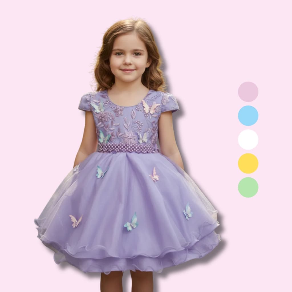 Vestido Infantil Curto Borboletas Encantada Festa Casamento Jardim