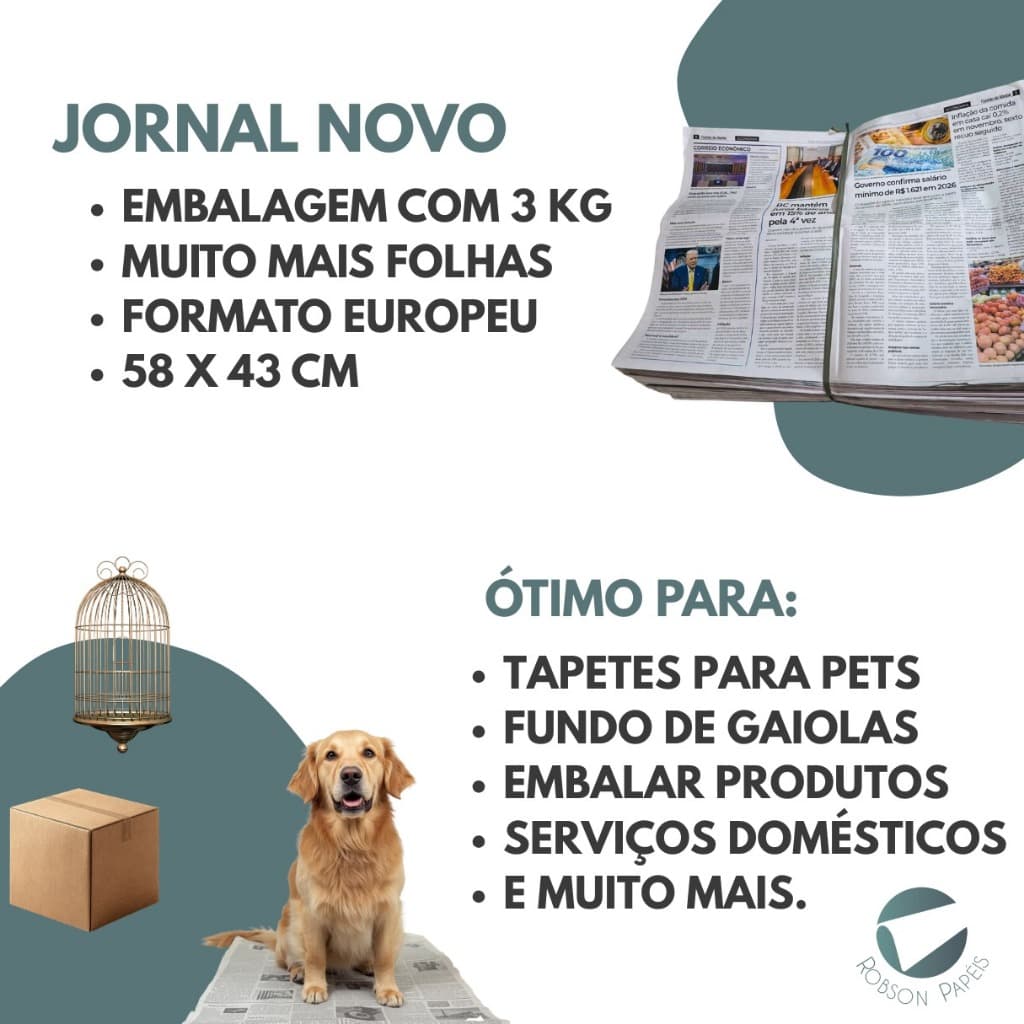 Jornal para pet 3KG Sem Uso Limpo Produto de Primeira qualidade jornal