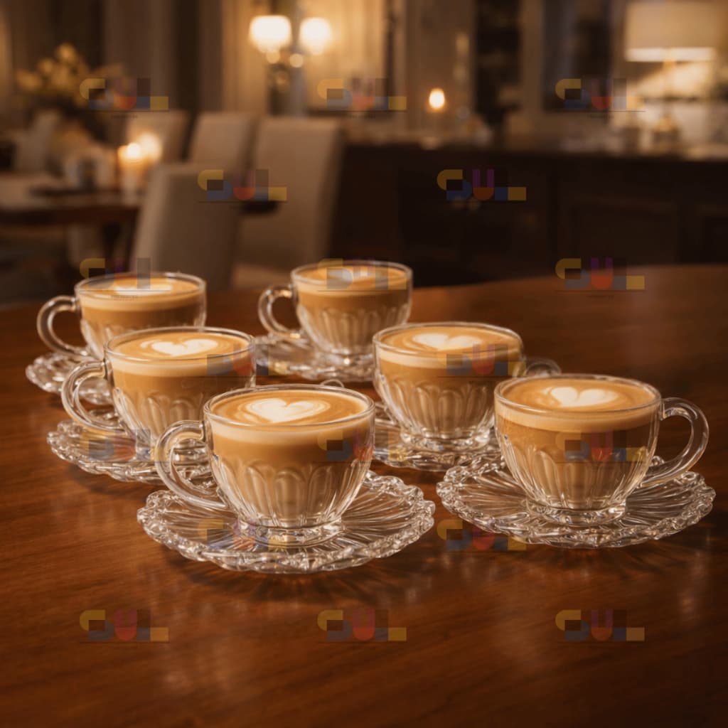 Jogo de Xicara com Pires PEÇAS BRASILIANO C/ PIRES 110ml Vidro Café Espresso Casa Mesa Posta