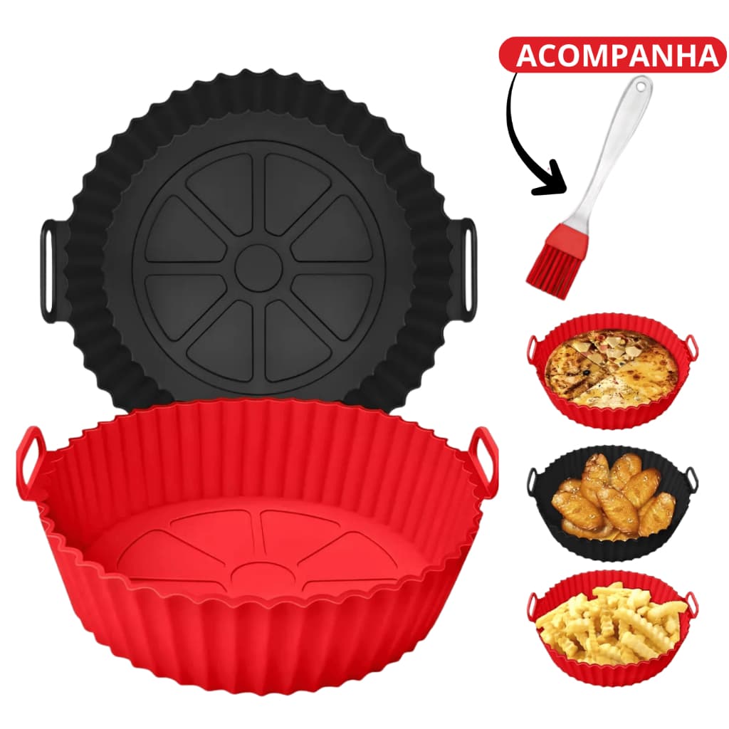 Kit Forma Para Air Fryer Silicone Antiaderente Forno Microondas