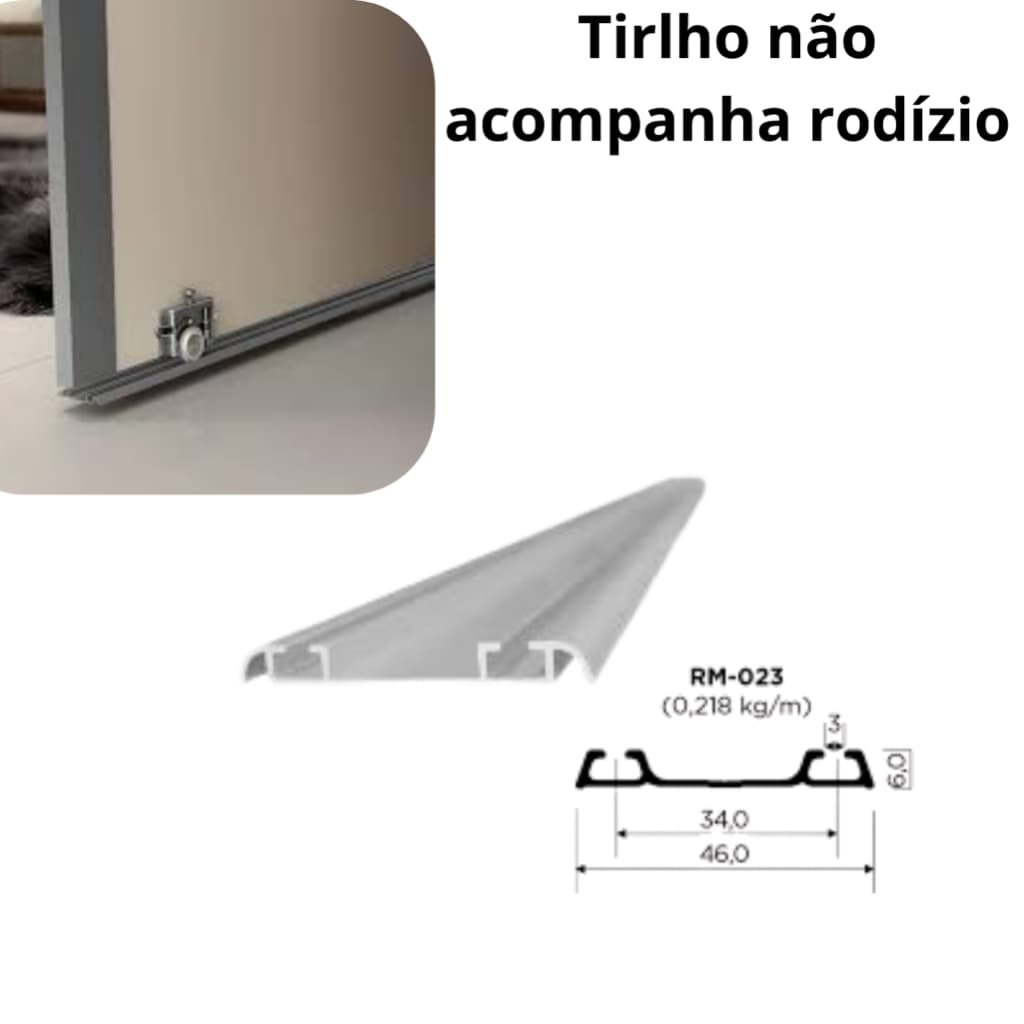 Trilho ( Inferior ) Porta de Correr 99,5 cm Rometal Alumínio Perfil para Guarda Roupa e Armários
