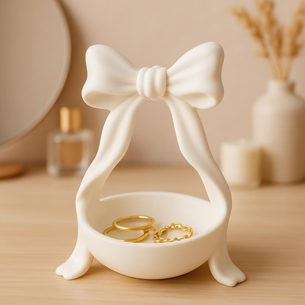 Porta-Jóias Decorativo Laço Organizador de Anéis, Brincos e Bijuterias para Mesa e Quarto, Presente