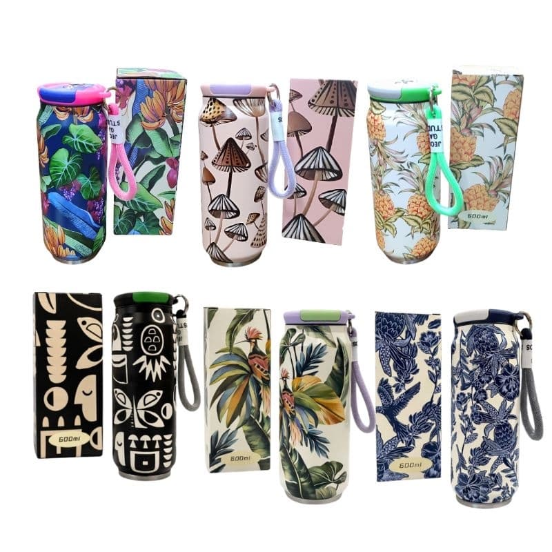 Garrafa Térmica aço inox Copo Estampado térmica estilo Lata com alça