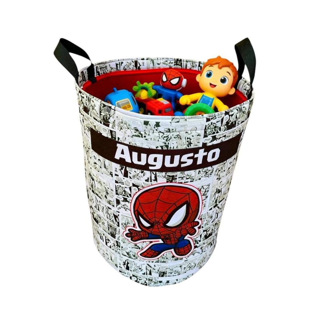 Cesto De Brinquedos Organizador Personalizado Com O Nome Homem Aranha Cute