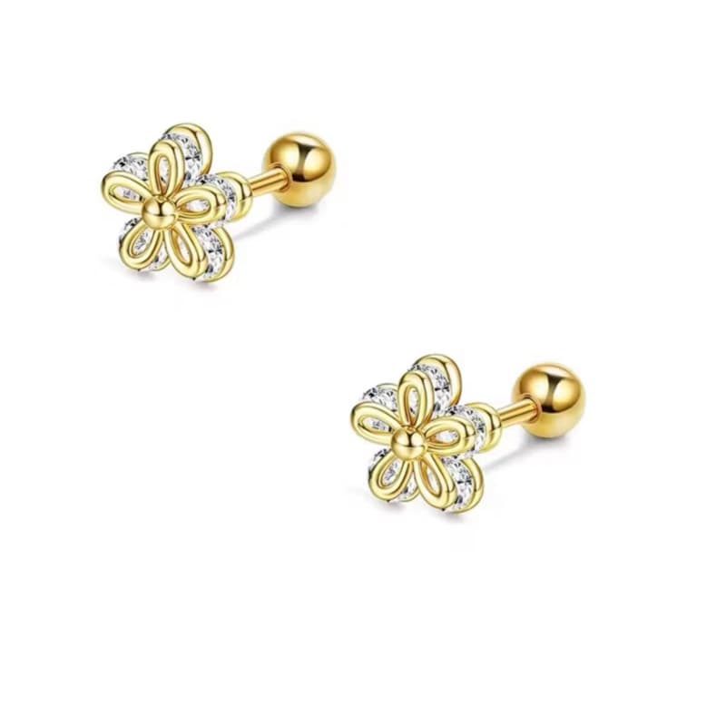 BRINCO INFANTIL ZIRCÔNIA HIPOALERGÊNICO BANHO OURO 18K