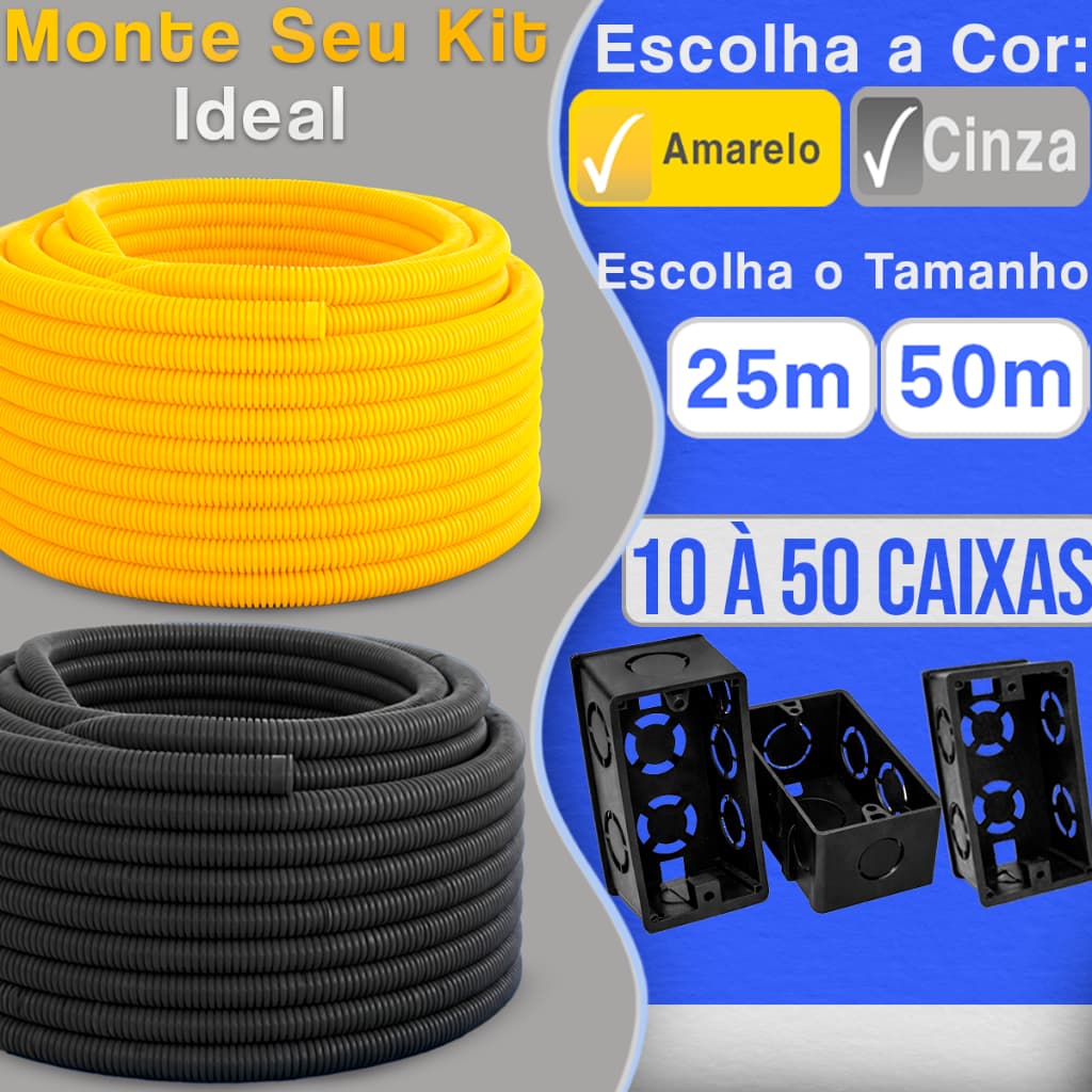 Conduite Eletroduto 3/4  25 á 50 Metros 10 á 50 Caixas Rolo Reforçado