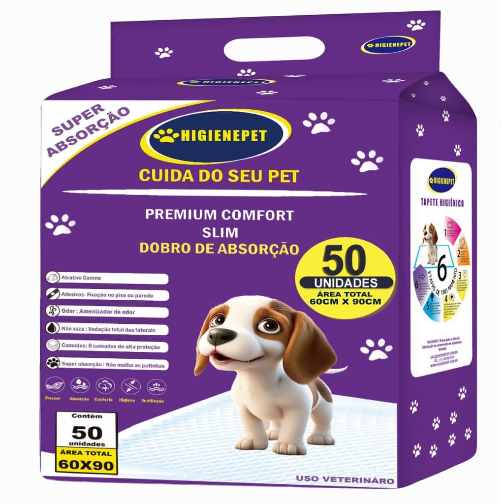 Tapete Higiênico Cães 60x90 50 Unidades Premium Higienepet