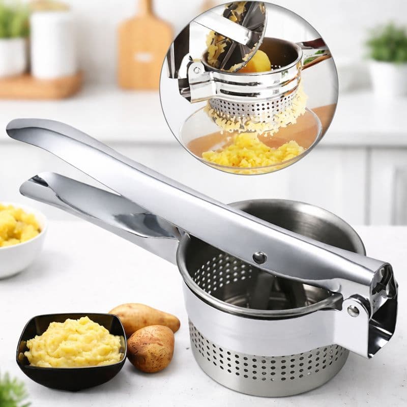 Amassador de Batatas Inox Espremedor Manual Aço Inoxidável Cozinha