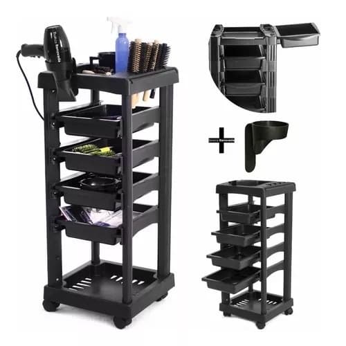 Carrinho Auxiliar Organizador Multiuso com 4 Gavetas Preto - Santa Clara (Promoção)