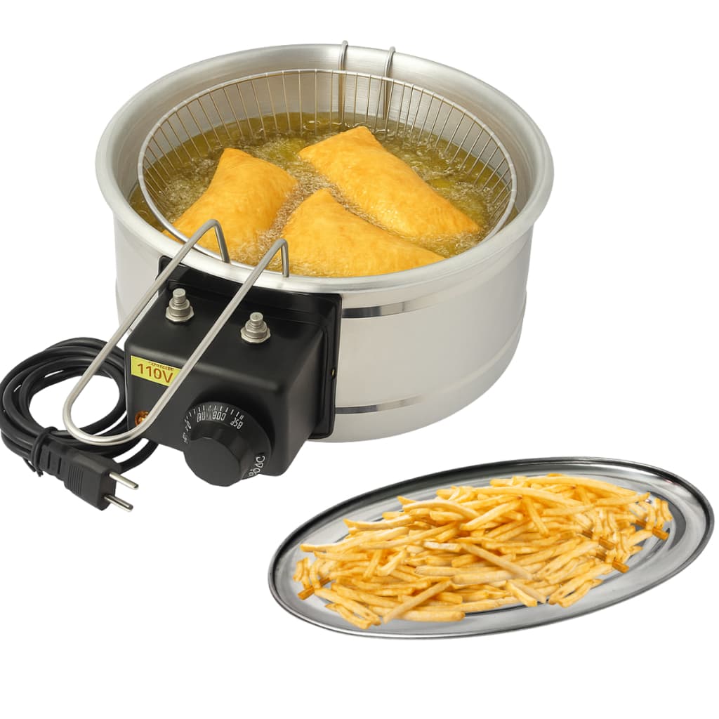 Fritadeira Elétrica a Óleo Tacho 5 Litros Inox + Travessa 29cm Industrial Batata Fritador