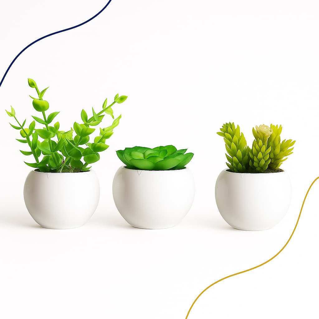 Kit 3 mini Vasinhos Plantinhas Artificiais Para Decoração