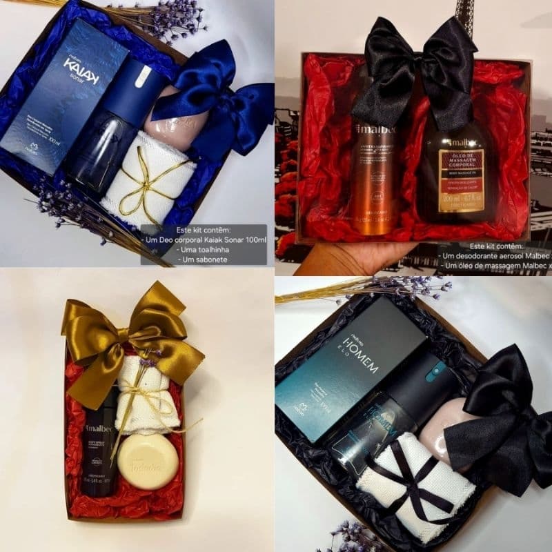 kit Masculino Exclusivo presente Dia dos namorados Natura eudora e oboticario kit com perfume e body spray splash