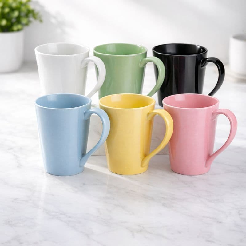 Kit 6 Canecas Tulipa Porcelana 250ml Coloridas Café Chá Xícaras Conjunto Mesa Cozinha