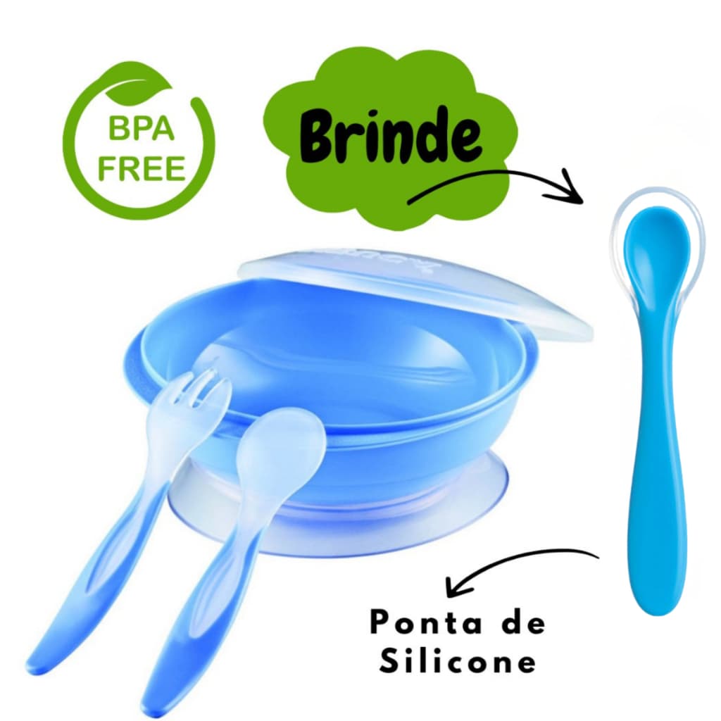 Kit Alimentação Para Bebê Pratinho Bowl Com Talheres