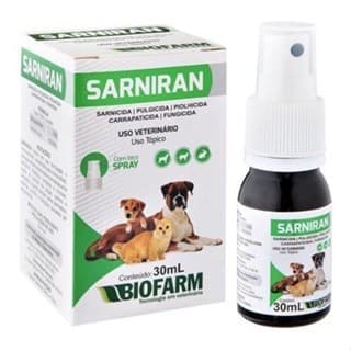 Sarniran Spray Coceiras Dermatite Sarnas Cães ou gatos 30ml