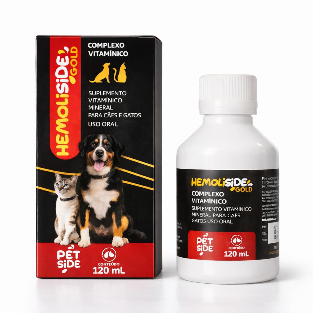 Hemoliside Gold Suplemento Com Ferro Para Anemia Cães E Gatos 120ml