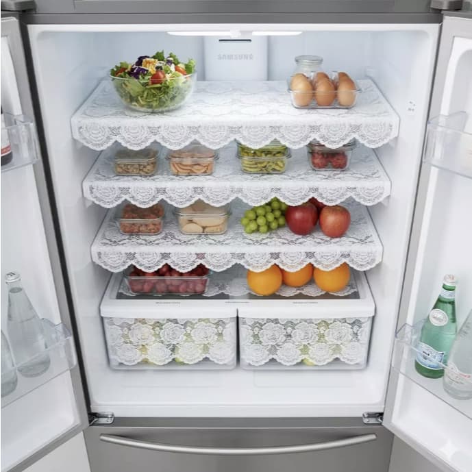 Kit 3 Toalhas de Geladeira em Renda Branca 37 x 62cm JCM