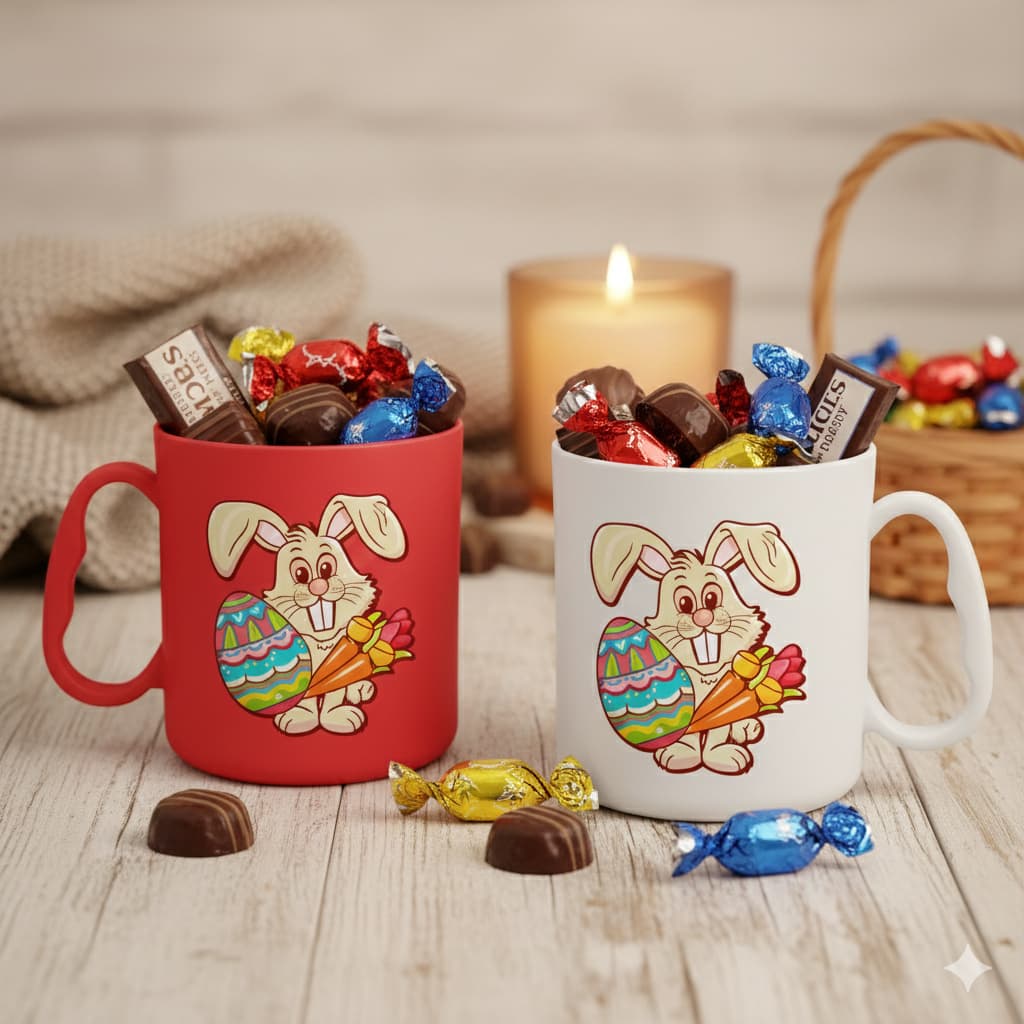 Kit até 30 Canecas Adesivadas Feliz Páscoa 440ml Diversas cores Coelho da Pascoa lembrança escolar