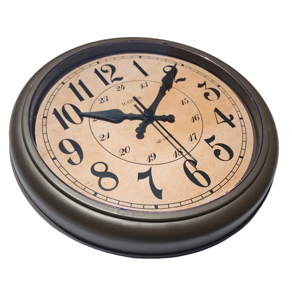 Relógio de Parede Grande 30cm Vintage Londres Antic Redondo – Decoração Retrô Marrom Preto Branco Bege