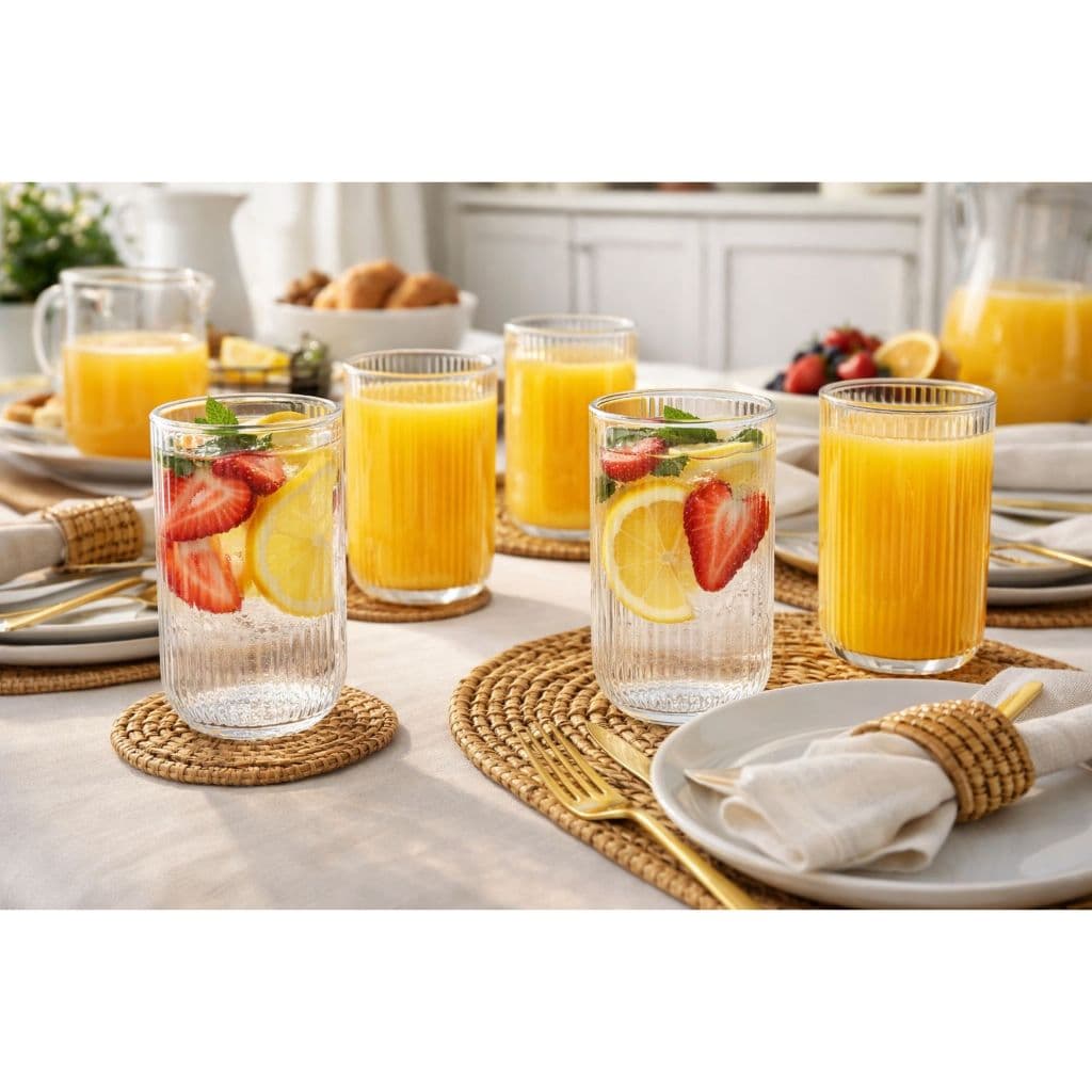 COPOS CANELADOS KIT C/6 UNIDADES VIDRO ALTA QUALIDADE ATHENS FRATELLI