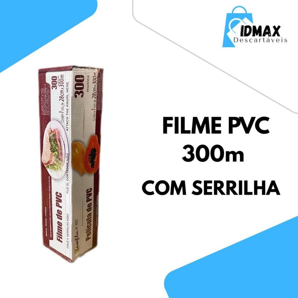 Filme PVC Bobina 28cmX300m Com Serrilha Lamina De Corte Para Alimentos