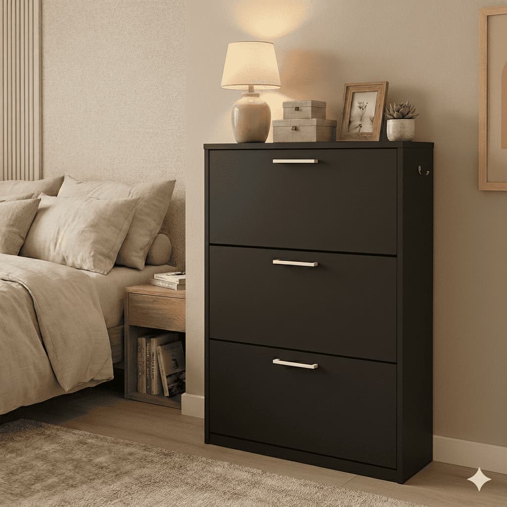 Sapateira Vertical 3 Portas Basculantes Organizador De Calçados Acomoda Até 20 Pares De Sapatos