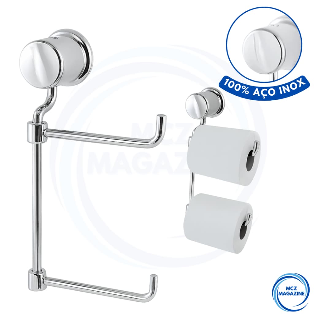 Suporte Porta Papel Higiênico Duplo Inox