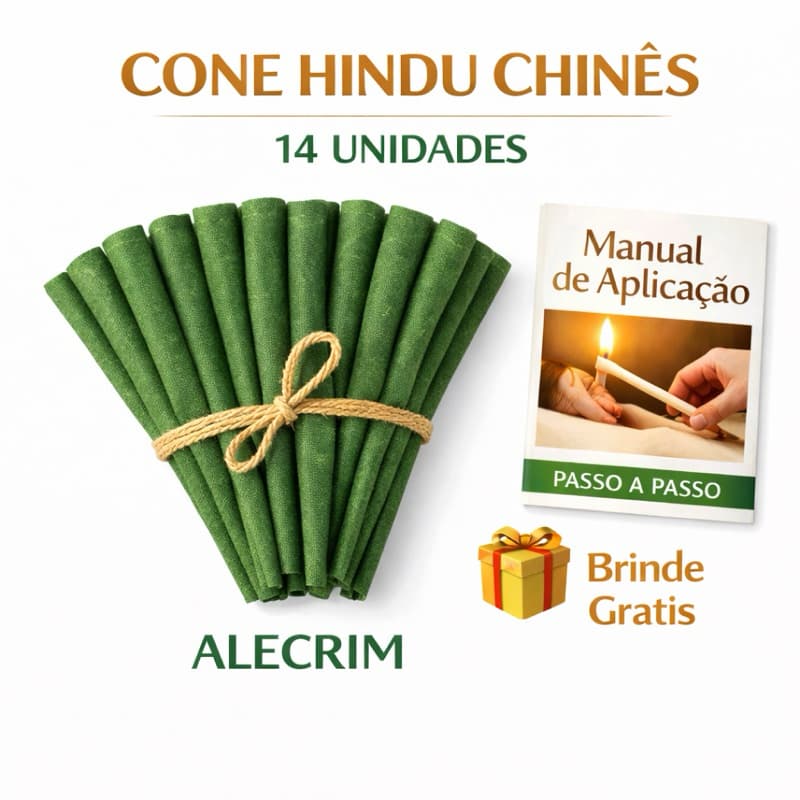 Cone Hindu Chinês 14 unidades Alecrim Óleo Essencial com cera de abelha