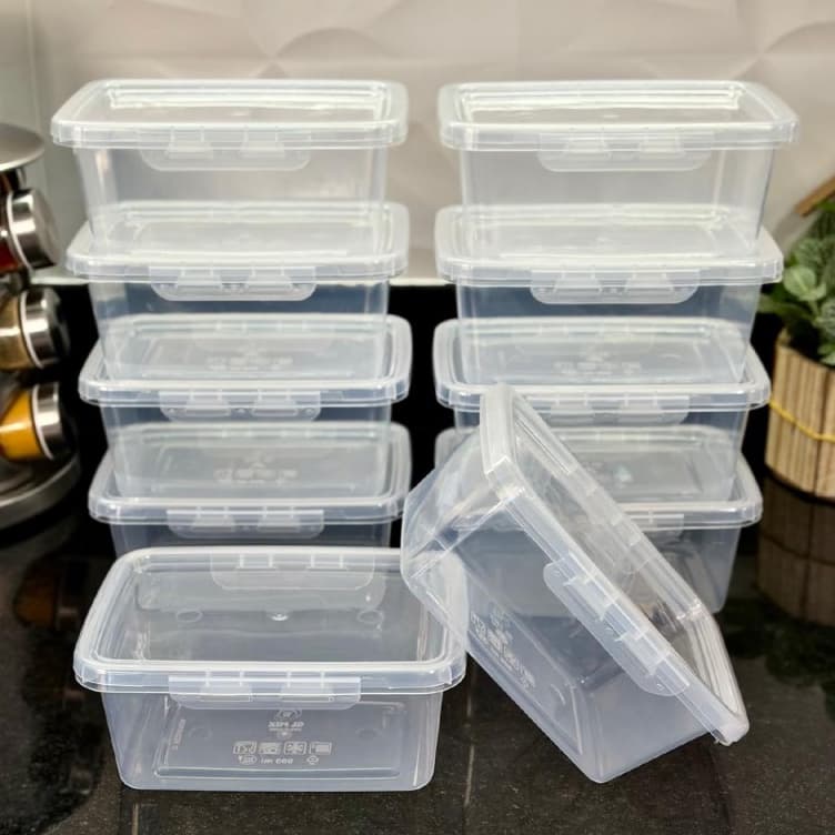 Kit 10 Marmita Potes 900ml com Travas Laterais BPA FREE - Alimentos organizadores de congelador