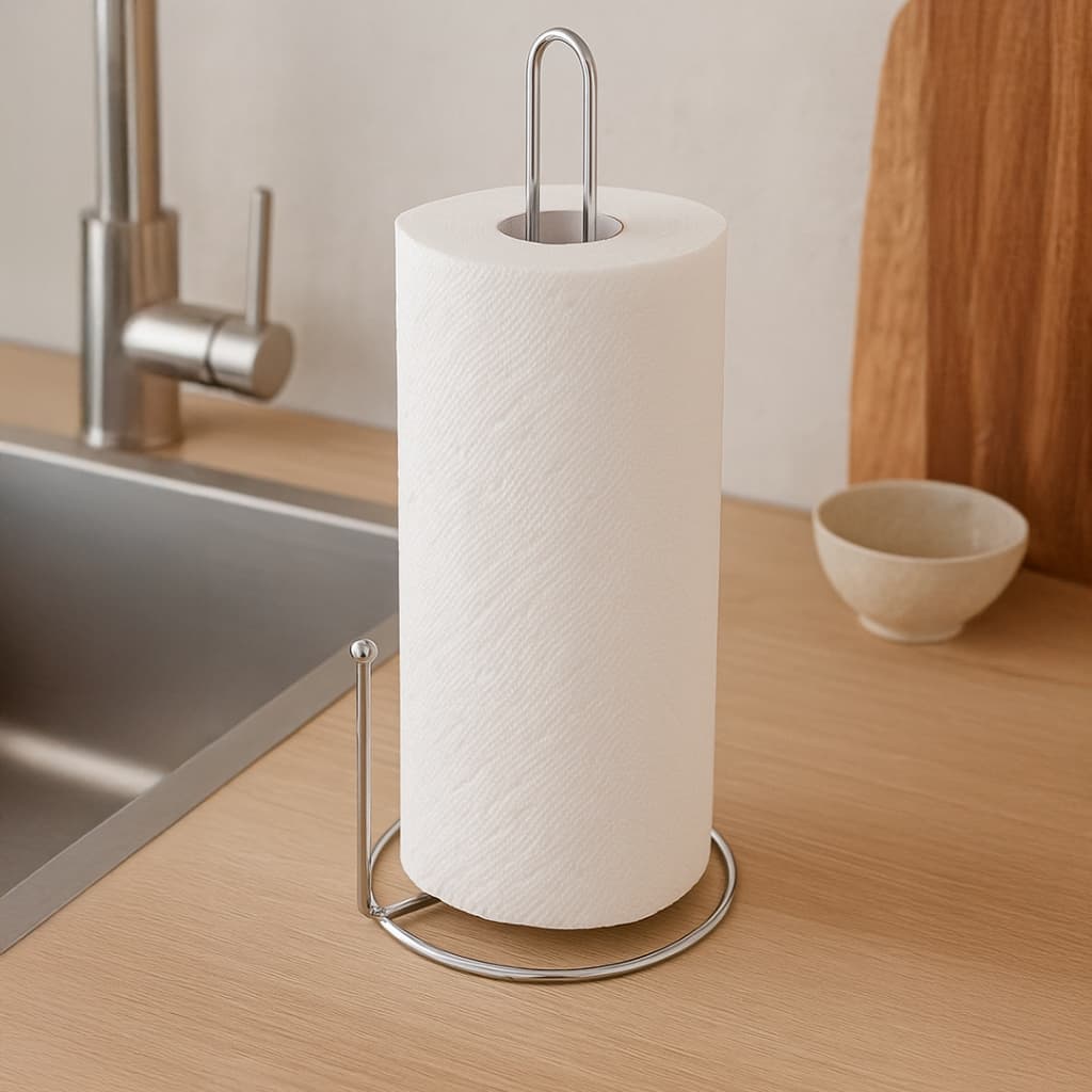 Suporte de Mesa para Papel Toalha em Metal Cromado Organizador