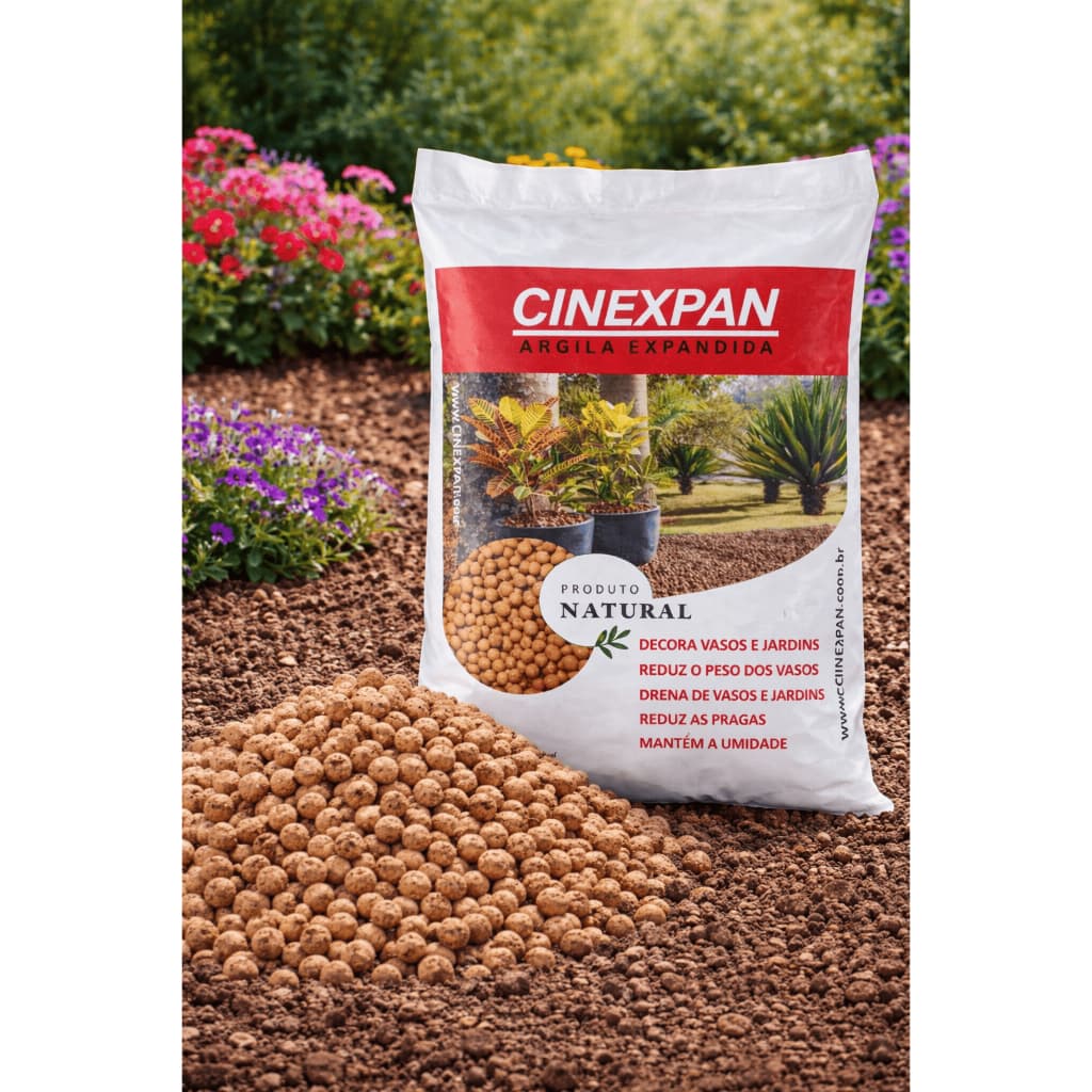 Argila Expandida Cinexpan 2kg 4L para Jardinagem Drenagem Vasos Decorações Jardim Solo Plantas
