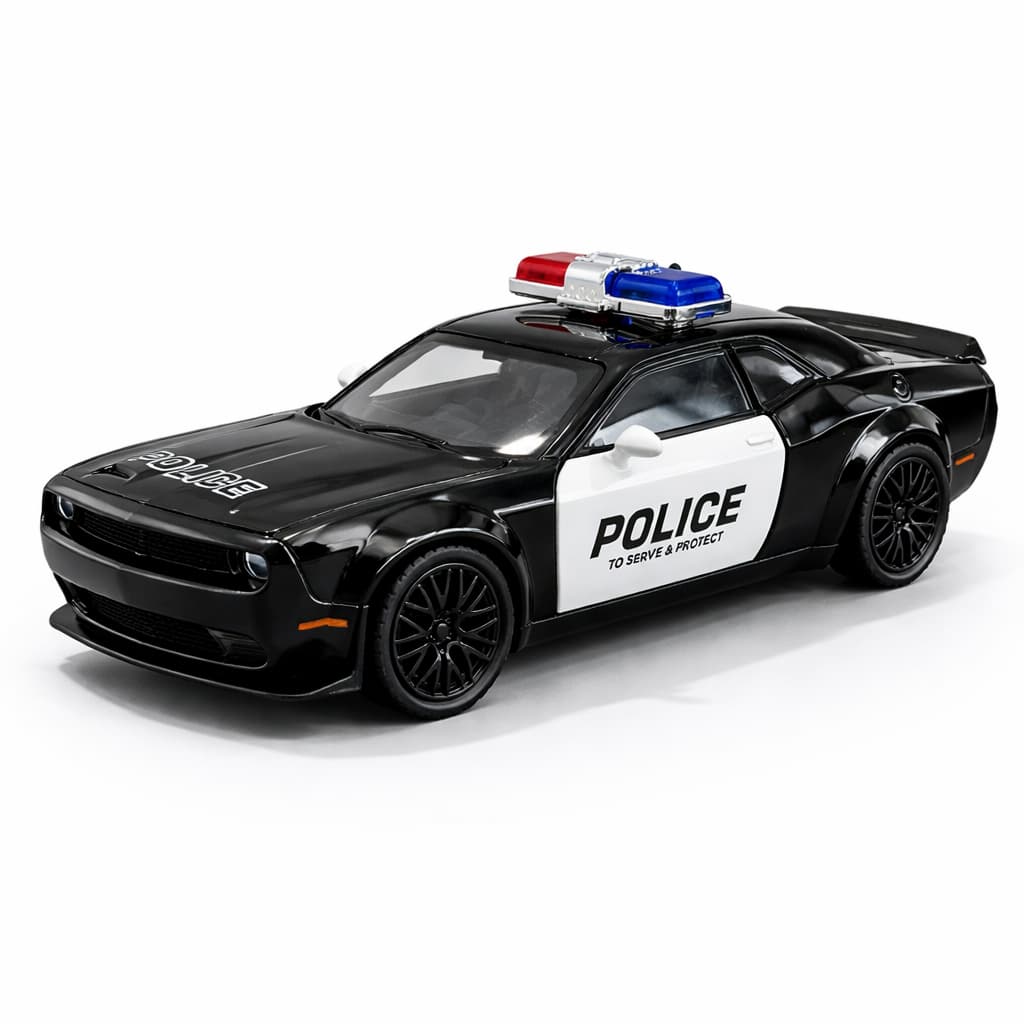 Carrinho da Policia Escala 1:32 Miniatura Com Luz e Som Colecionável Fricção Mini Carro