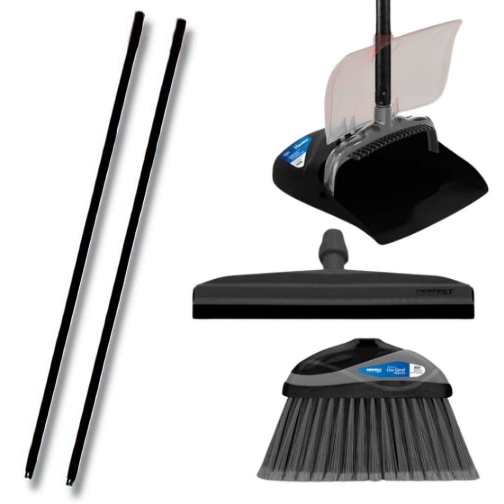 Kit rodo 45cm, pá coletora articulada e vassoura uso geral Perfect Pro