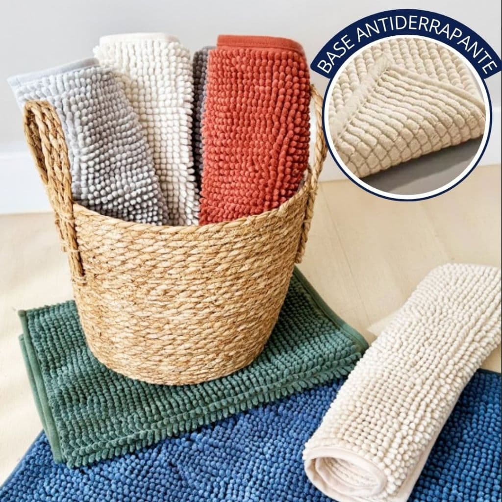 Tapete de Banheiro Microfibra Bolinha Antiderrapante Macarrão Lavavel a Maquina Boa Absorção Habitat
