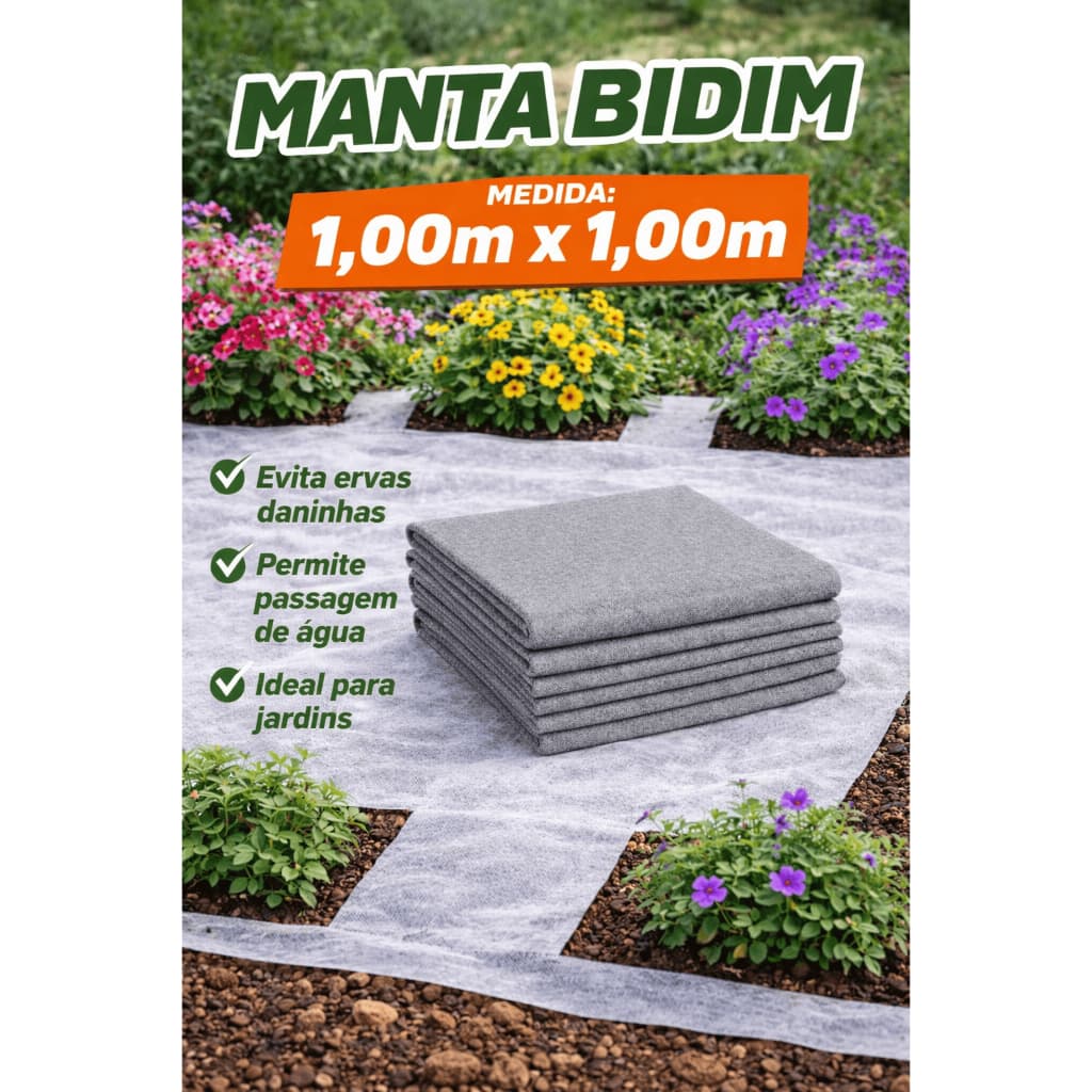 Manta Bidim Geotêxtil Cinza Drenagem Filtragem Proteção Para Pedras 1,00mt X 1,00mt