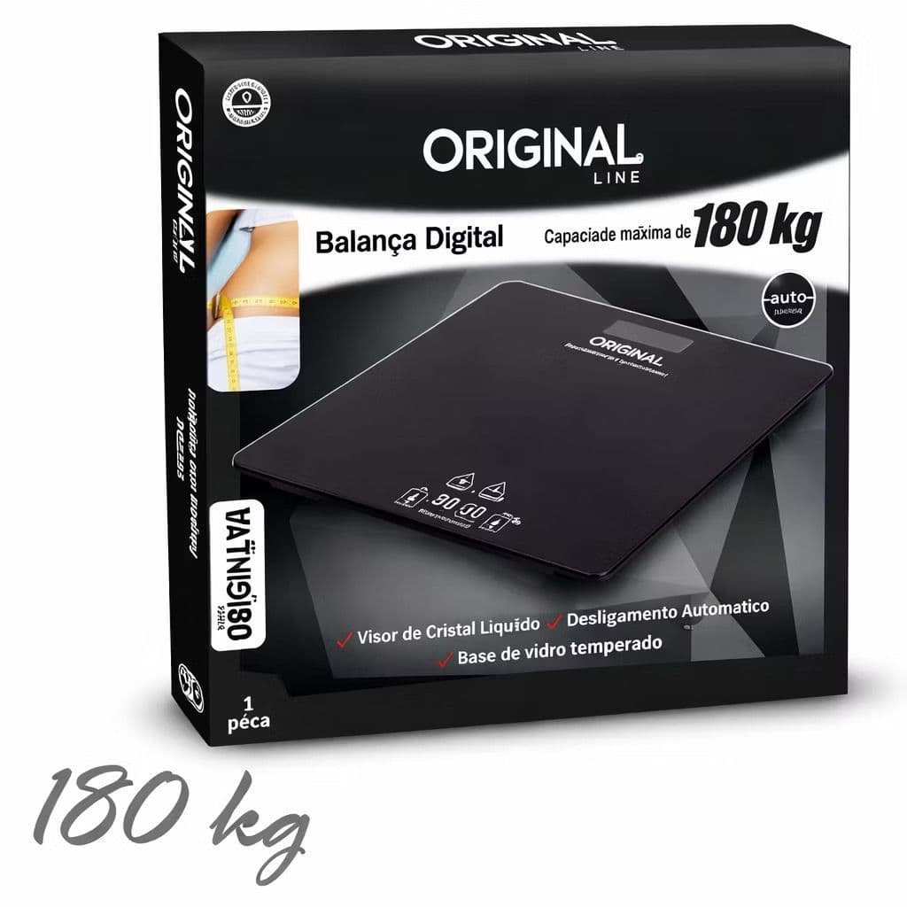 Balança Digital Medidora Corporal Vidro Temperado Suporta Até 180kg-ORIGINAL LINE