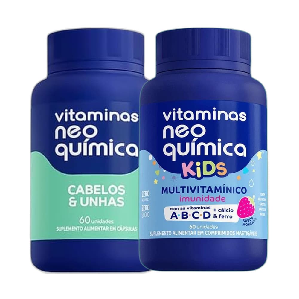 Vitaminas Kids 60 cpr + Cabelos e Unhas 60 cps - Neo Quimica