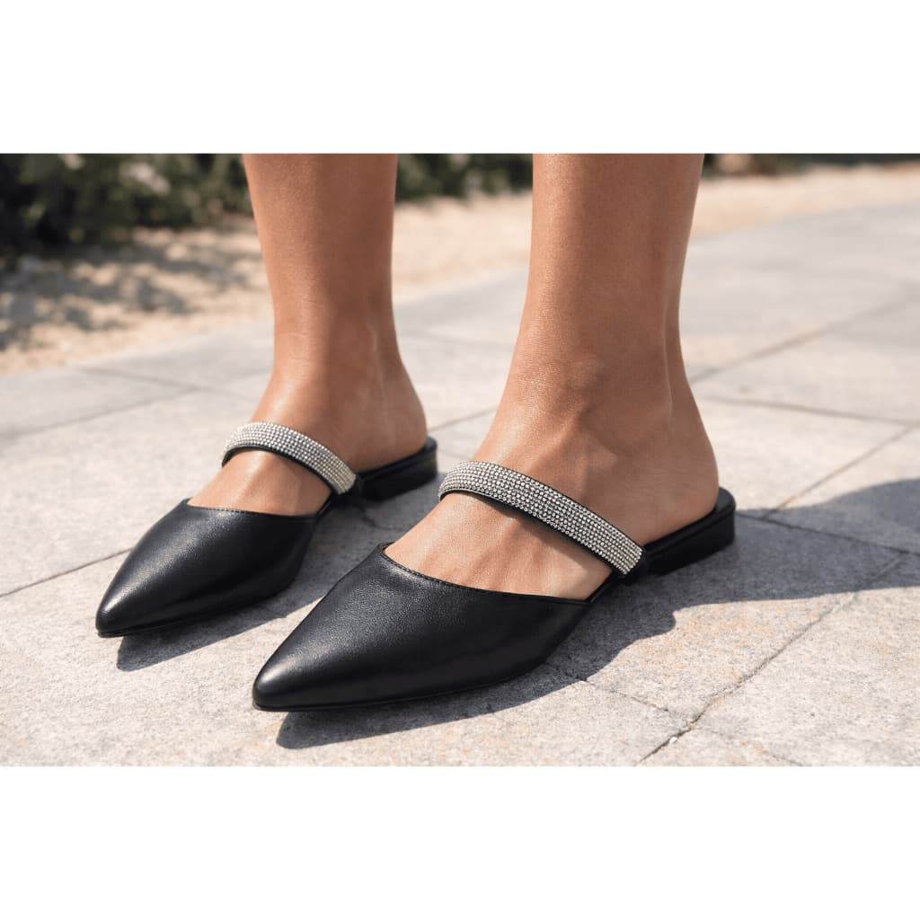 Sapato Mule Feminino Brilho Strass Pedraria Tendência Moda Original
