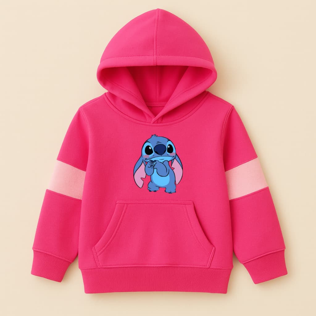 Moletom Infantil Stitch Menina Casaco Flanelado com Capuz para o Frio