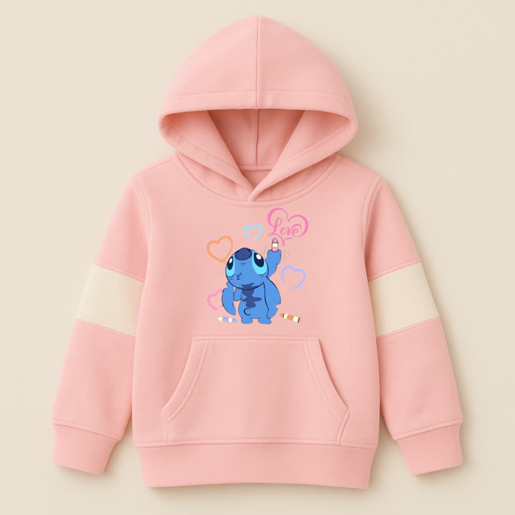 Casaco Moletom Infantil Stitch Lilo Menina Inverno Quentinho com Capuz e Bolso