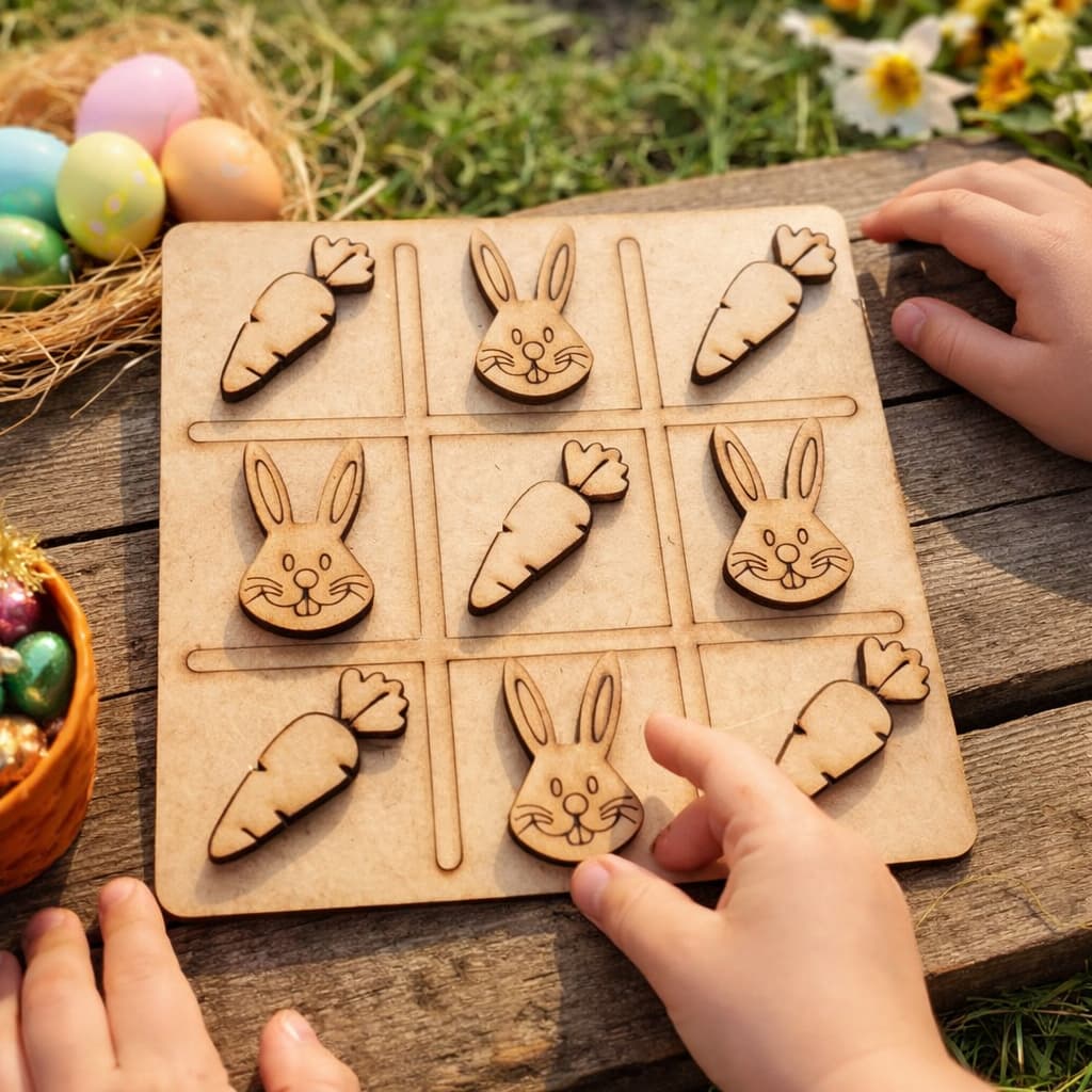Jogo Da Velha Lembrancinha De Páscoa Em Mdf Cru Tabuleiro Brinquedo Presente