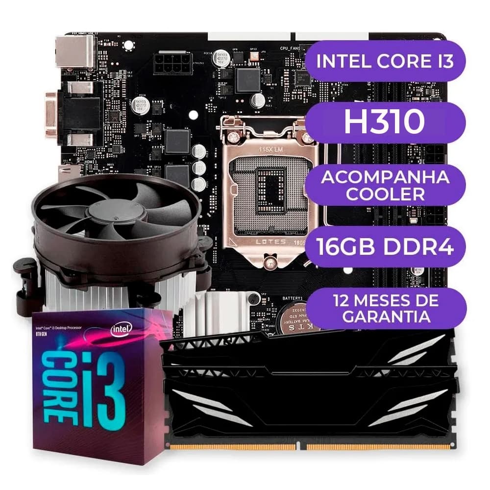 Kit Upgrade Gamer Intel Core i3-8100, COOLER, PLACA MAE, 8GB DDR4