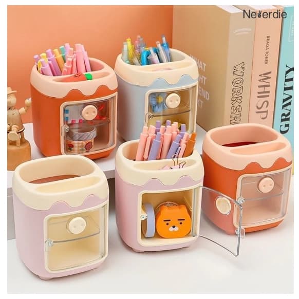 Porta Lápis Ursinho Fofinho Caneta Organizador de Mesa Decoração Caixinha Multiuso