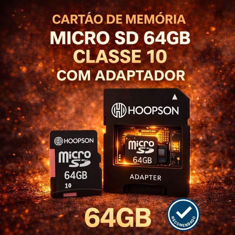 Cartão Micro SD 64GB Classe 10 com Adaptador Alta Velocidade P Celular Câmera Drone Notebook Console