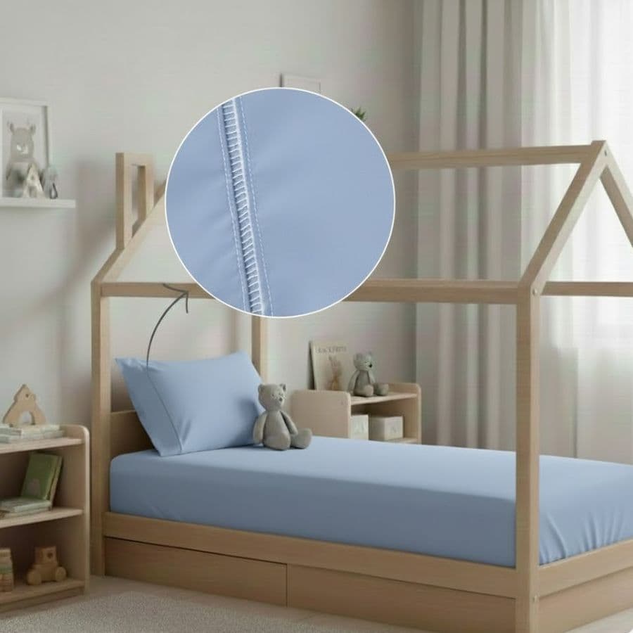 Jogo Lençol Cama Infantil Montessoriana 2 Peças Percal 400 Fios Menina e Menino Fronha Ponto Palito