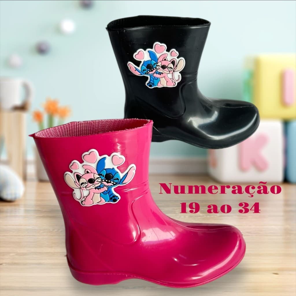 Galocha Infantil Feminina LILO STITCH 19 AO 34 Bota Impermeavel Bota Galocha
