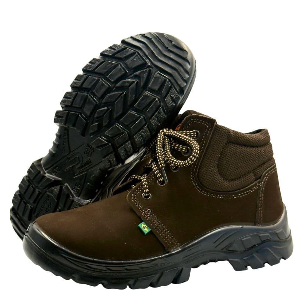Botina Botinha Nobuck Eco Safety Primavera bico pvc marrom cafe CA 40677
