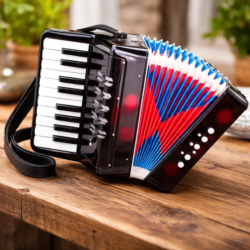 Sanfona Acordeon Infantil Semi-Profissional 17 Teclas 8 Baixos com Alça e Travas - CPM TOYS Portátil