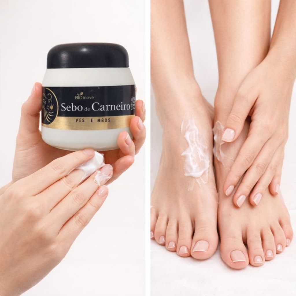 Creme Sebo de Carneiro 240 g Hidratante Pés e Mãos Pele Seca Ressecada