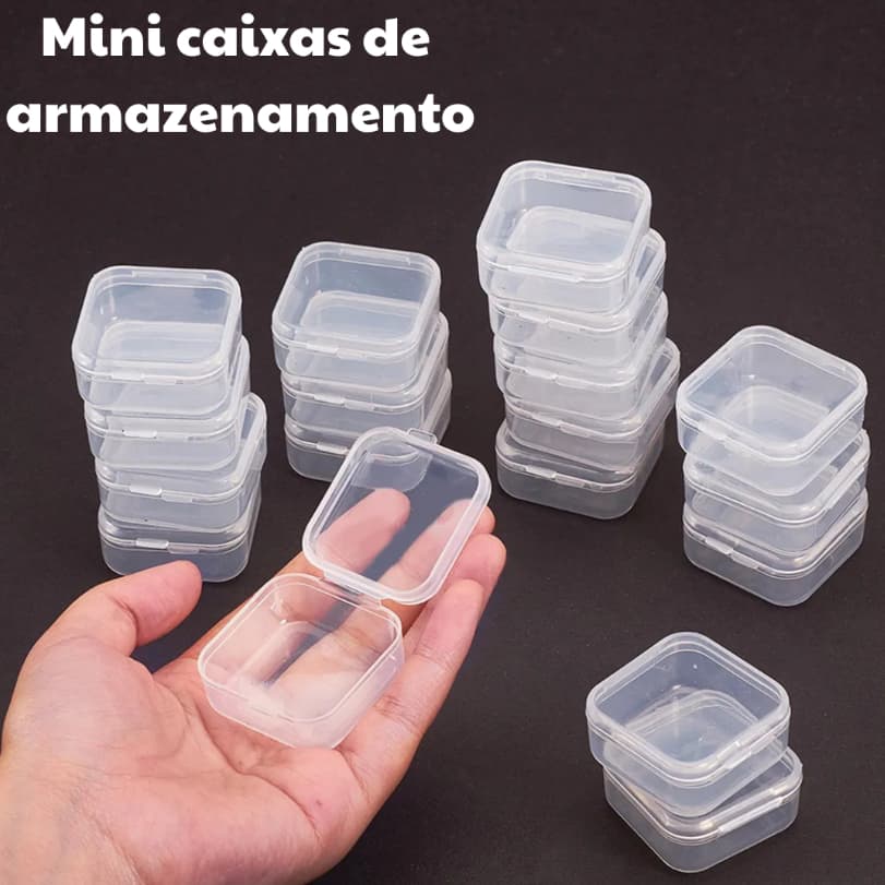Kit 10 até 100 Caixa Organizadora Caixinha Transparente Armazenamento Porta Joias Acessório Multiuso